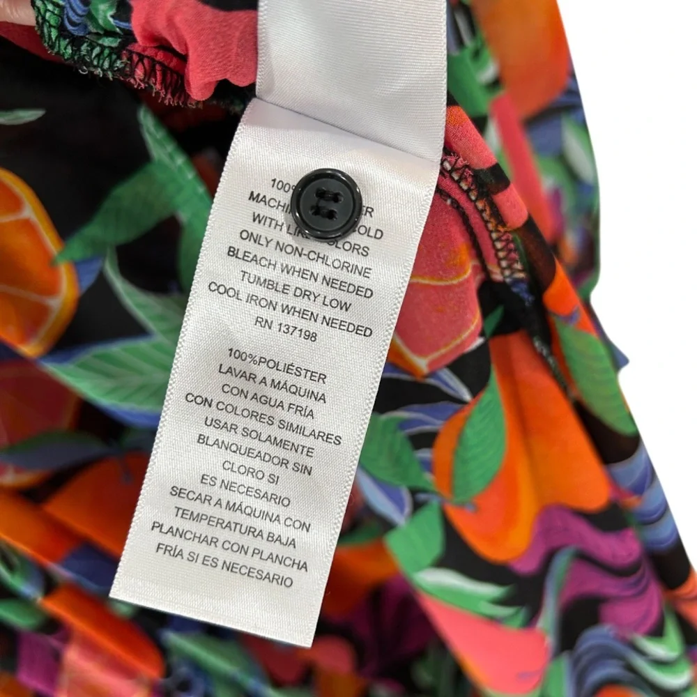 Nina Parker fruit print maxi dress 1X citrus orange high slits resort vacation - Picture 11 of 11